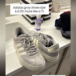 Adidas Women's Gray and White Sneakers